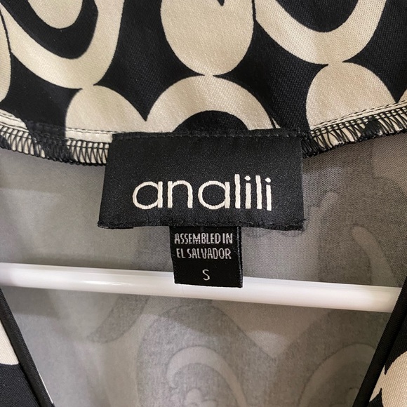 Analili Black and Cream Patterned Dress Long Sleeve Size Small‎ - Picture 3 of 5